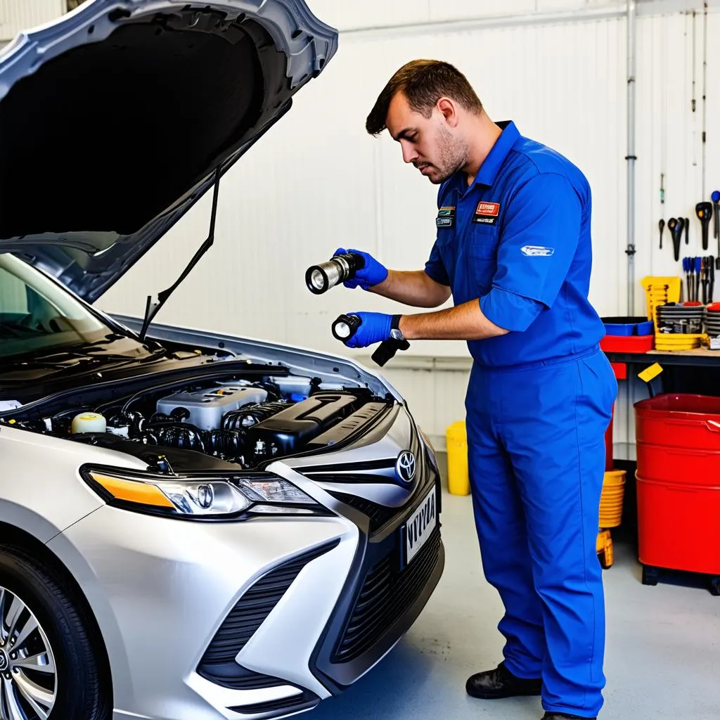 Toyota Camry hood inspection